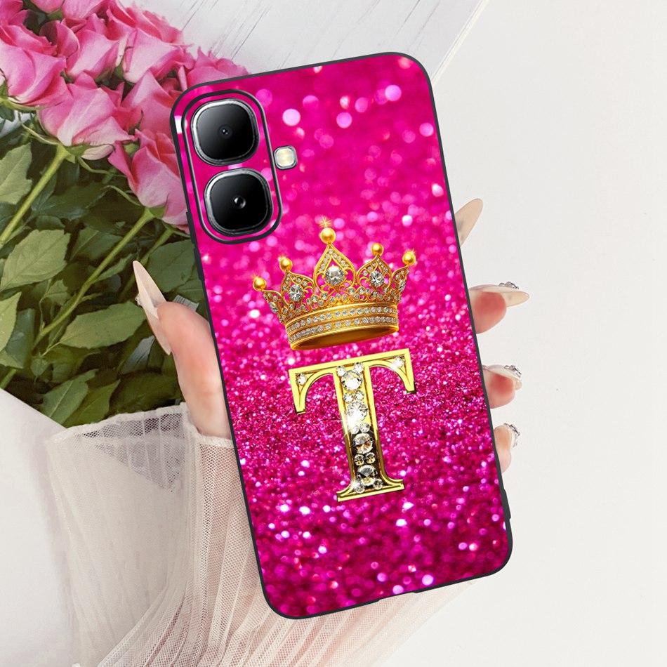 For Infinix Smart 20 X6840 X6840B Crown Letter Phone Case For Infinix Smart20 Black Silicone Soft Cases