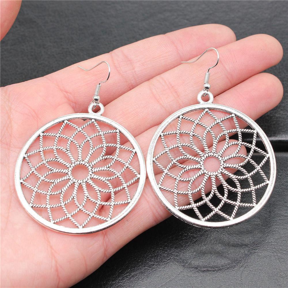 Hängeohrring Pflanze Blume des Lebens Minimalistischer Schmuck Komponenten Ohrringgröße 18x19mm QE020