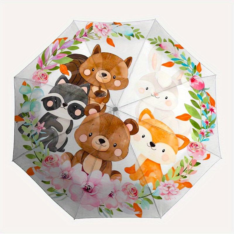 

1pc woodland animals wreath Themed High-quality Umbrella,Automatic Opening and Closing Umbrella,Multi-functional Umbrella G0811033