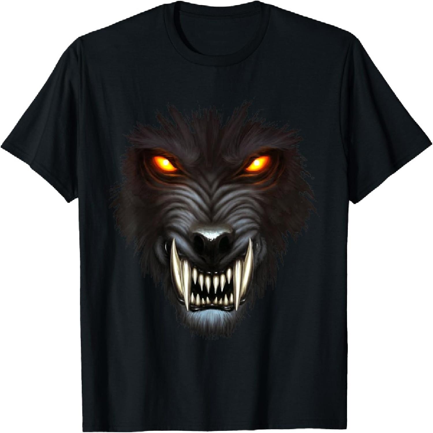 Werewolf Face Full Moon Scary Wolf Spooky Halloween Monster T-Shirt XXXXXL разноцветный