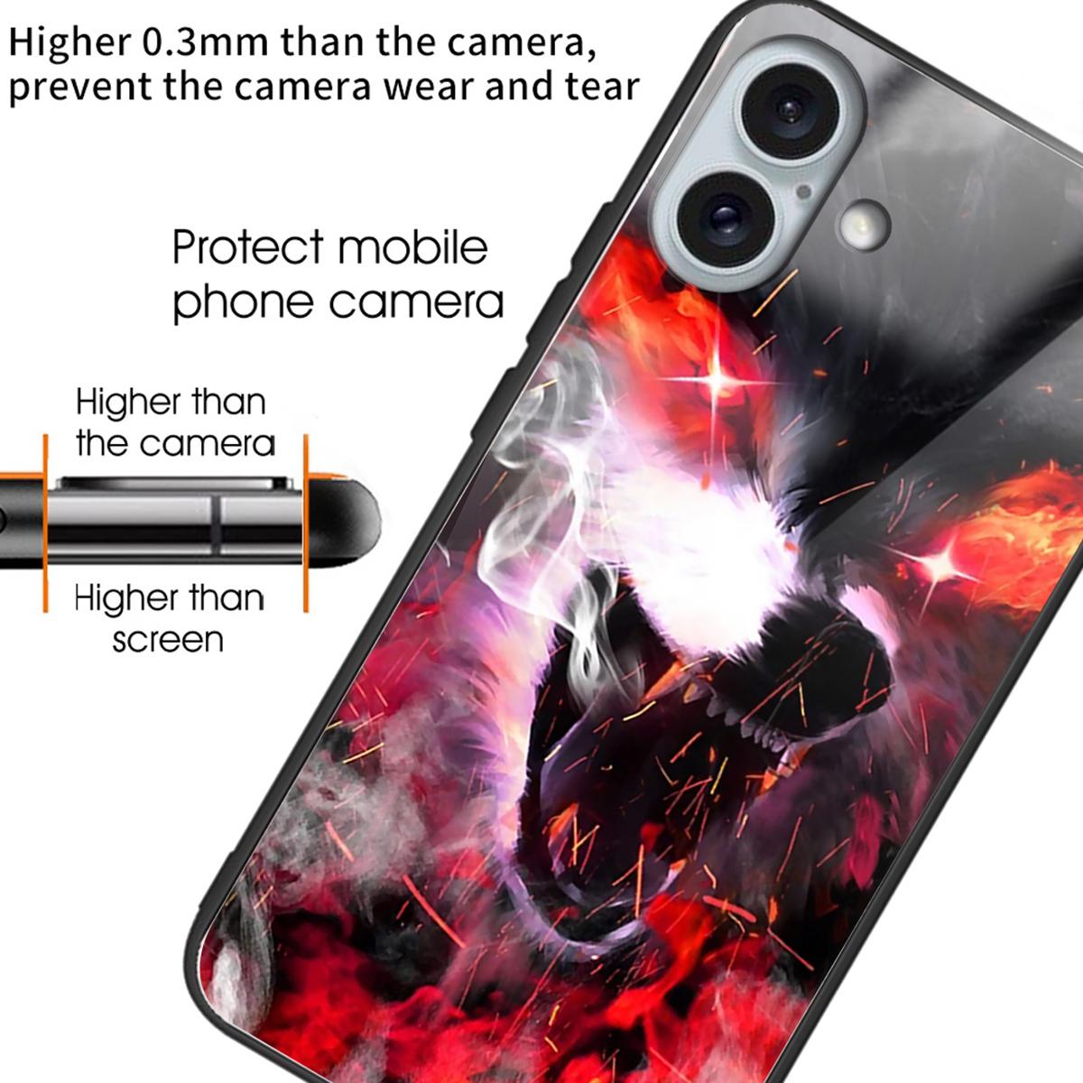 

For iPhone 16 Case Tempered Glass TPU Drop-Proof Phone Cover Pattern Printing