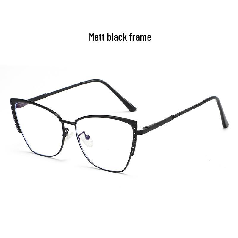 Retro Rhinestone Cat-eye Anti-Blue Light Glasses: Fashionable Color-changing Metal Frames
