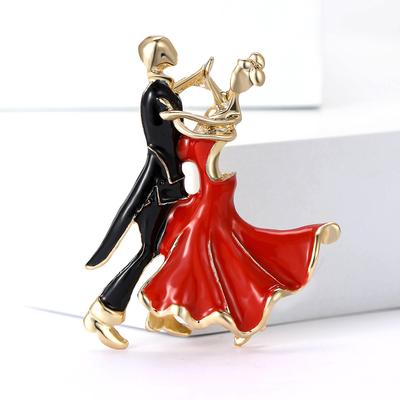 Fashion Alloy Enamel Double Dancing Brooch Delicate Men'S And Women'S Clothing Corsage Ornament Pin