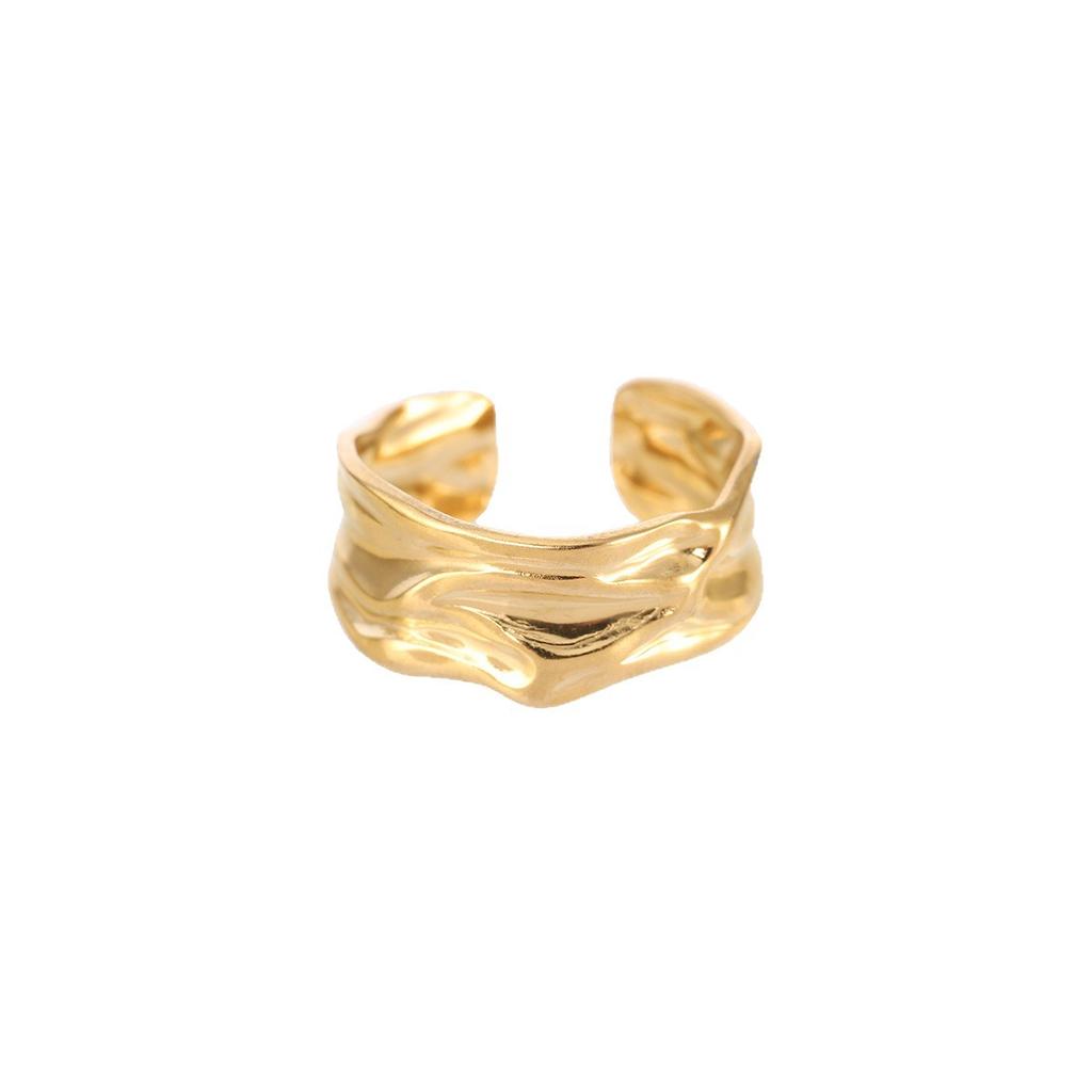 Temperament Irregular opening ring Women's niche light luxury stainless steel ring