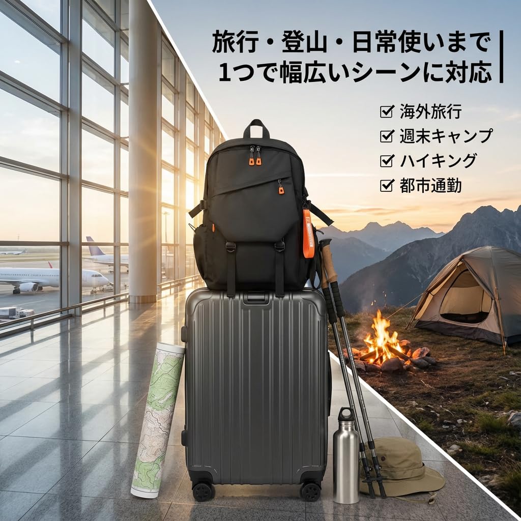 BOTATA Backpack for Men and Women, 30L Large Capacity, Waterproof, Lightweight, with USB Charging Port, Fits 15.6-inch Laptop, Carry-on Case