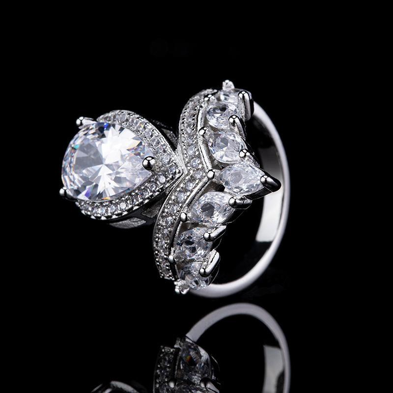 Light Luxury Horse'S Eye Water Drop-Shaped Simulation Diamond Ring Luxury Temperament Women'S Wedding Diamond Ring Ring