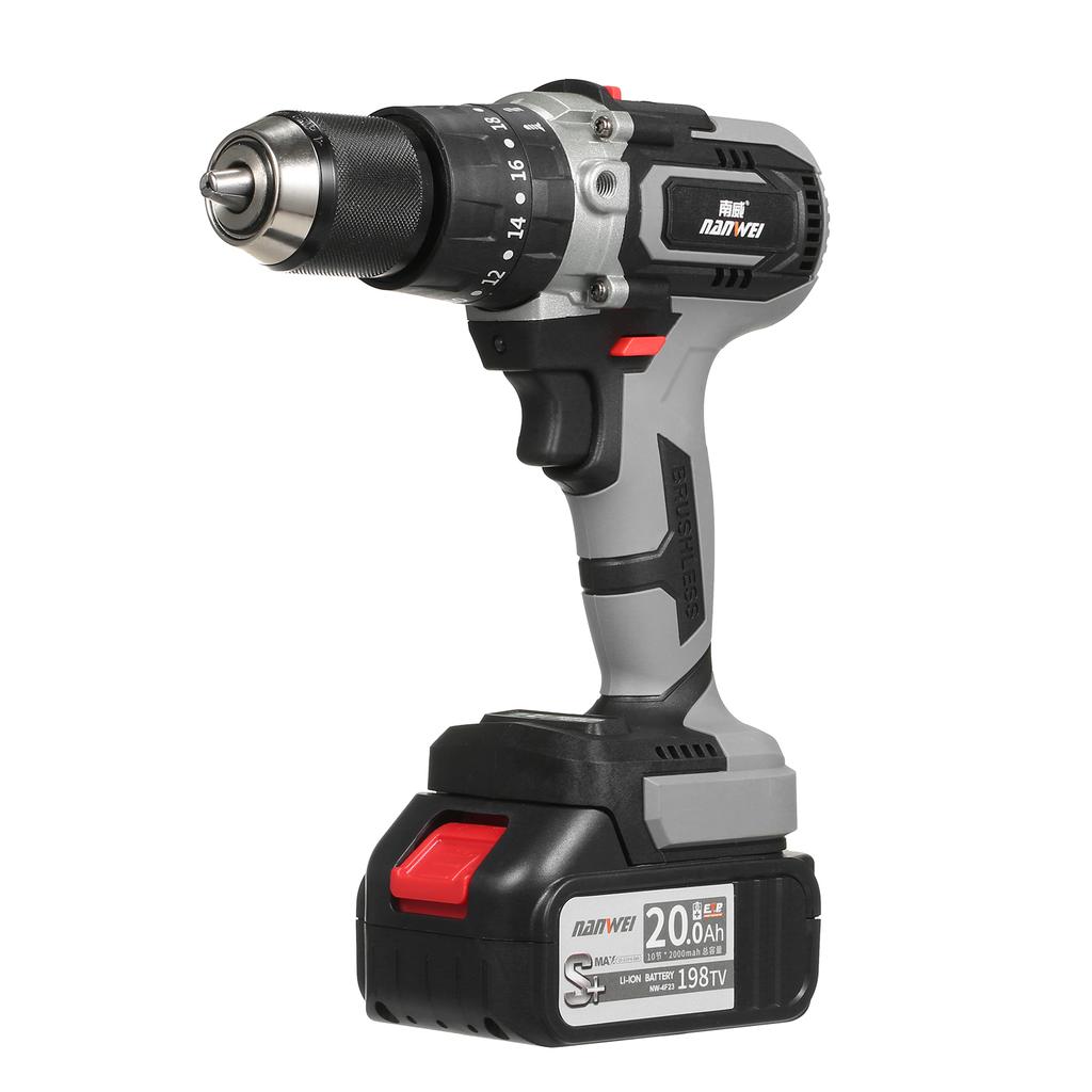21V Cordless Drill Driver Batteries Max Torque 200N.m 1/2 Inch Metal Keyless Chuck 20+3 Position