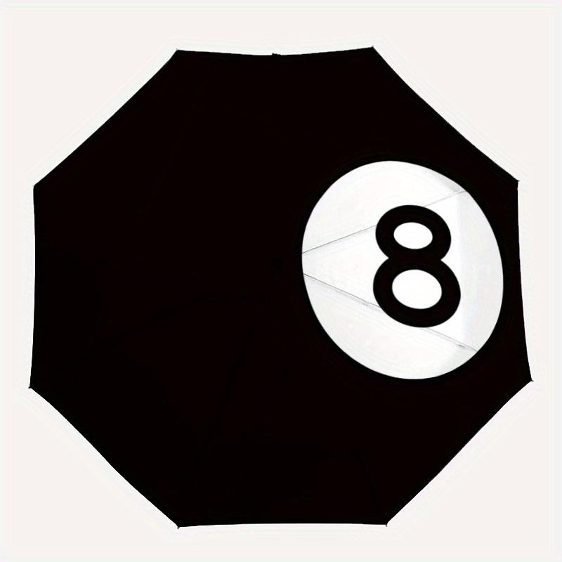 

1pc Billiards Eightball Automatic Folding Umbrella, 8-Rib Sturdy Canopy, Portable Travel Umbrella for Outdoor Use,082