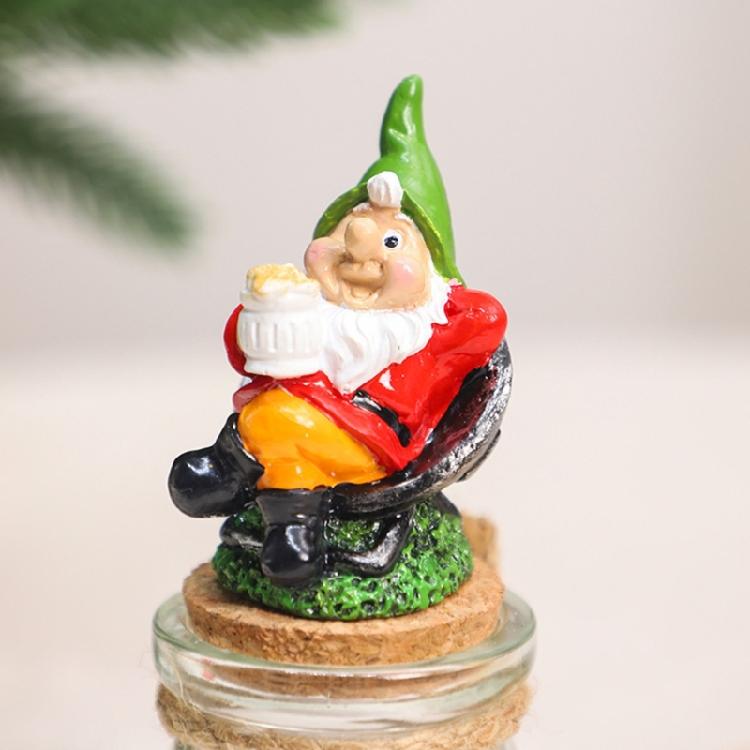 Christmas Themed Resins Dwarf Gnomes Figurine Candy Jar Glass Cookie Food Storage Container Table Decors Ornament Gift