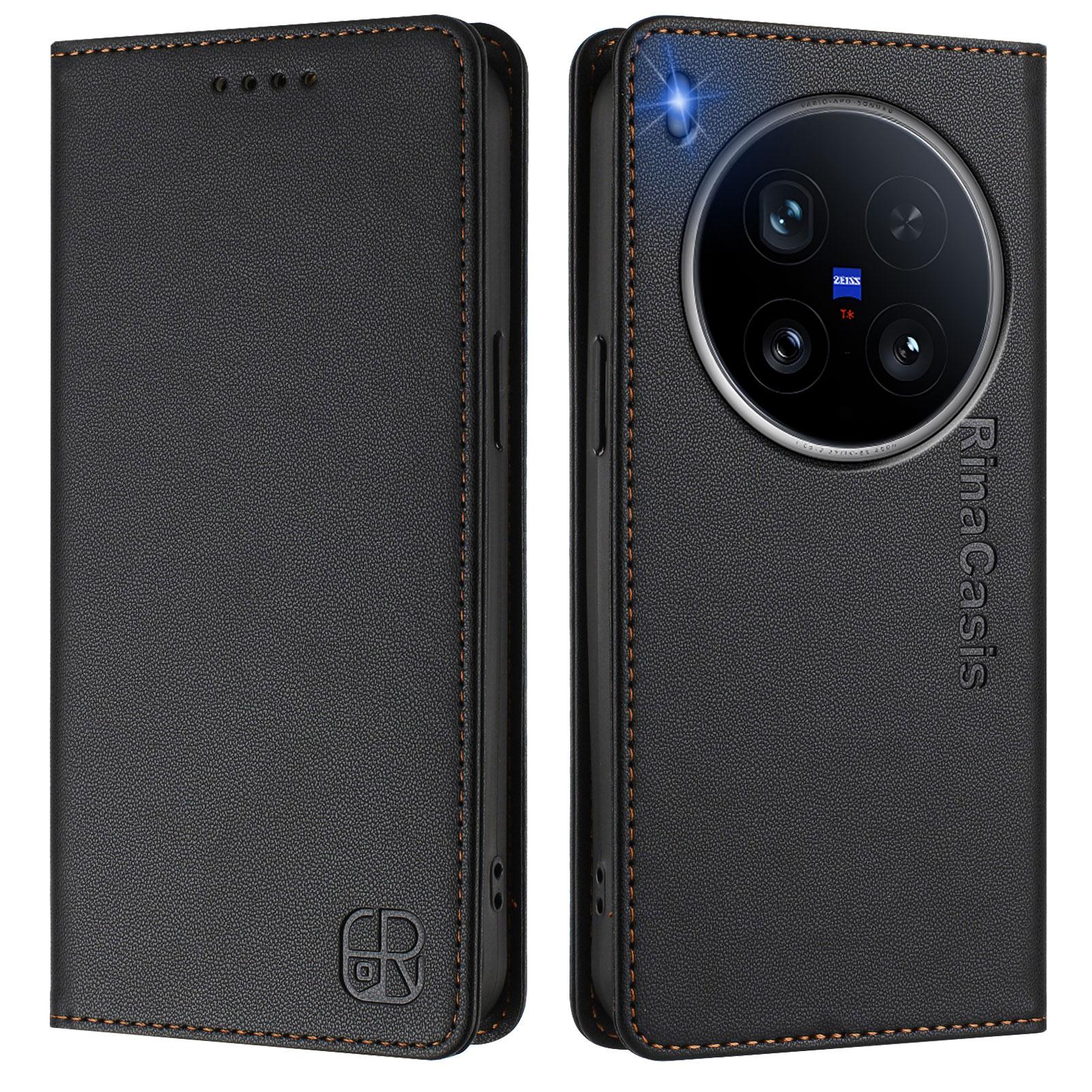 

Шкіряний чохол для vivo X200 Ultra 5G RINACASIS RC01 Чохол для телефону з RFID-блокуванням, гаманцем та підставкою Black