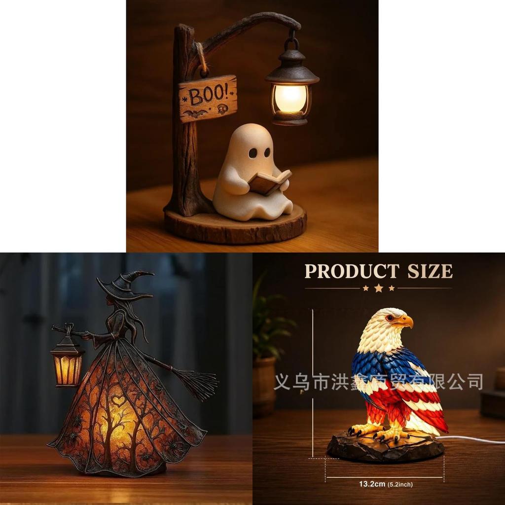 Witch Ghost Mermaid Desk Lamp With Usb Power For Halloween Party And Celebration Decor