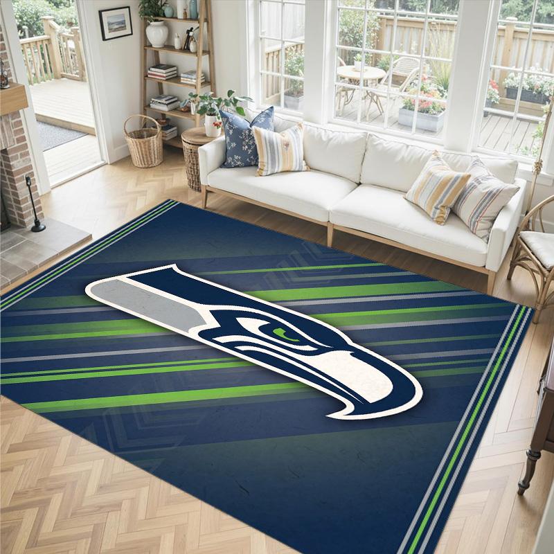 Seattle Seahawks Design Crystal Velvet Carpet Cozy Non?Slip Printed Rug For Bedroom Living Room Entrance