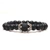 Noter Natural Tiger eye Bracelets Men Antique Crown Braslet 8mm Obsidian Lava Stone Brazalete Male Accessories Pulseira Armband