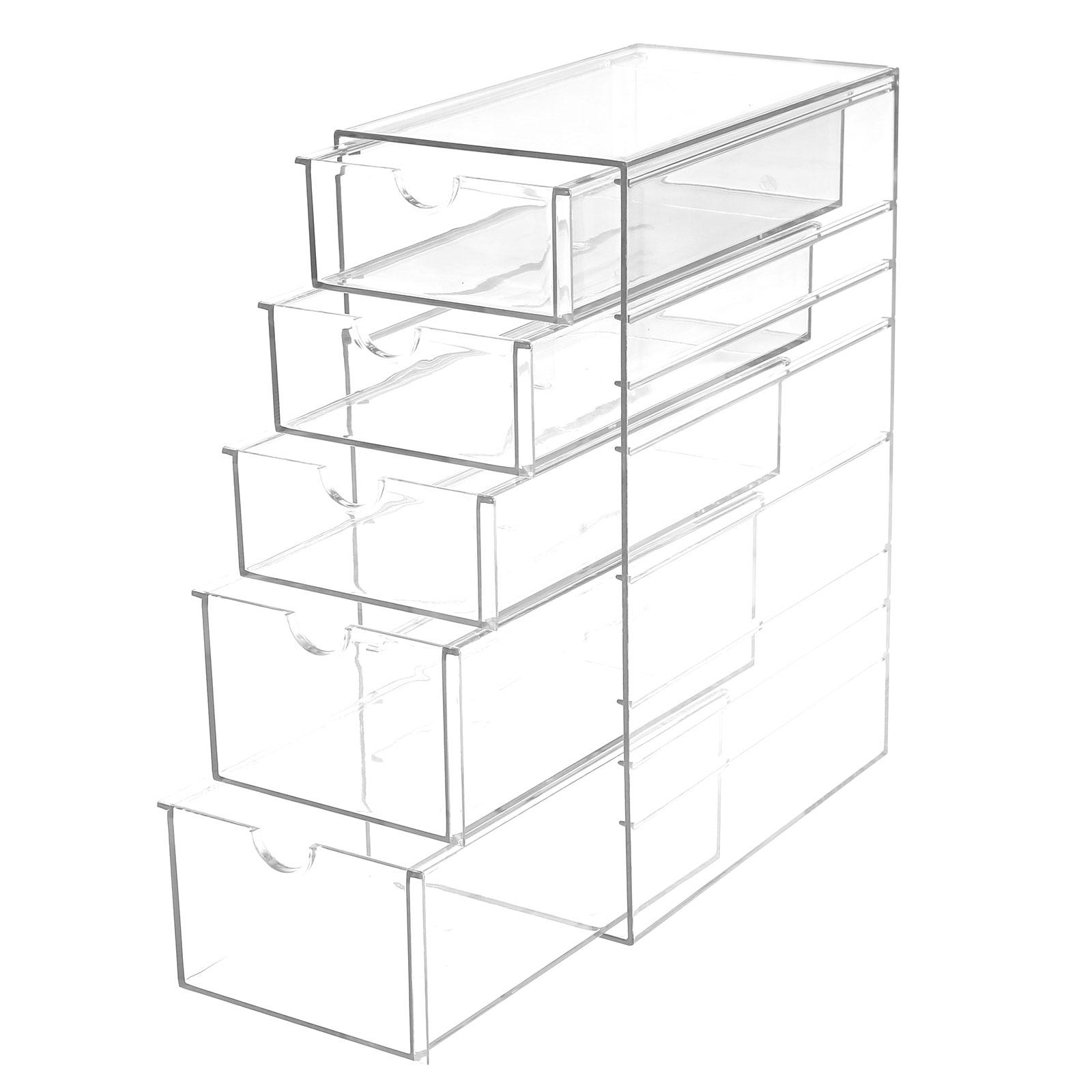 

5/6 Tier Acrylic Drawer Organizer Clear Stackable Makeup Hair Accessories Organizer Storage for Cosmetic Jewelry Pen Stationary