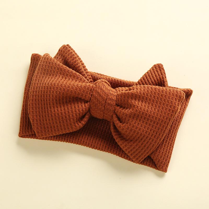 European & American Handmade Baby Hair Accessory: Large Bow Double Layer Waffle Texture Headband for Kids