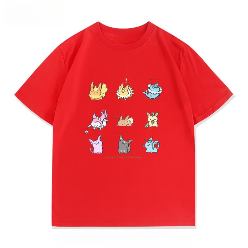 Poteemiel Pokémon Cartoon Ibrahimovic Moon Sun Anime Short Sleeve T-Shirt Men's Women's Clothes Casual Short Sleeve Half Sleeve