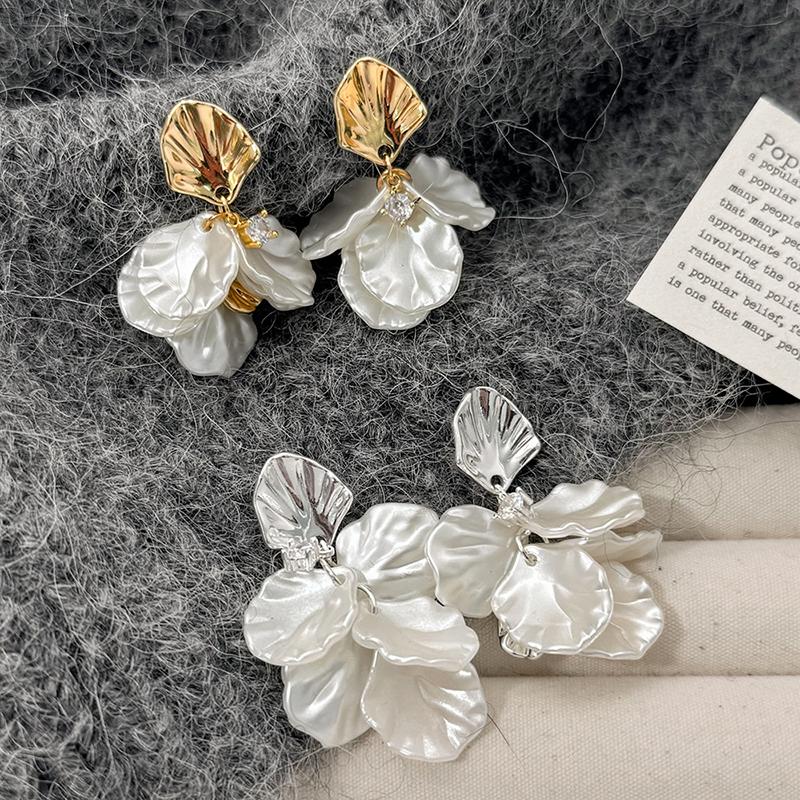 PONYKISS Sterling Silver Minimalist Shell Flower Stud Earrings for Women Vintage Fine Cute Plant Accessories