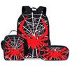 Spider Pencil Case Student Picnic Bag Cartoon Hero No Return Printed Schoolbag Convenient And Large-Capacity Three-Piece Set
