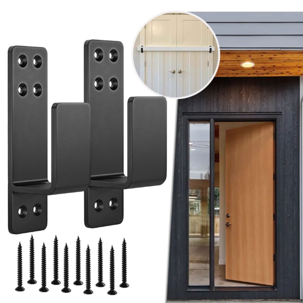 Upgraded Door Barricade Brackets Heavy Duty U-Shaped Bar Holders Gate Security