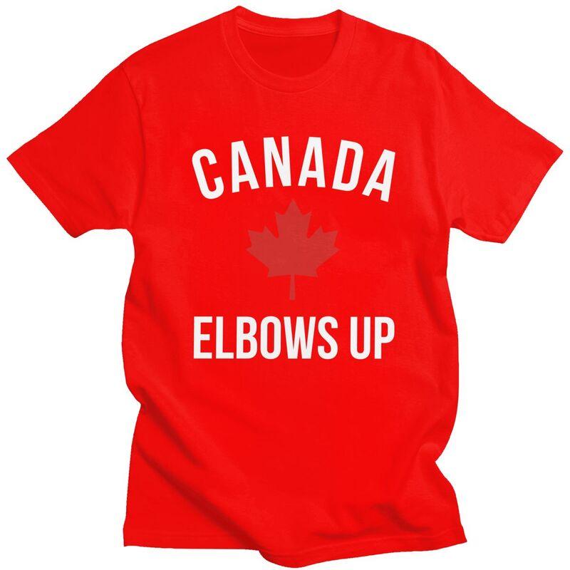 Custom Cool Elbows Up Canada Maple T Shirt Men Pure Cotton Tshirt Leisure Tee Tops Fashion Tshirts