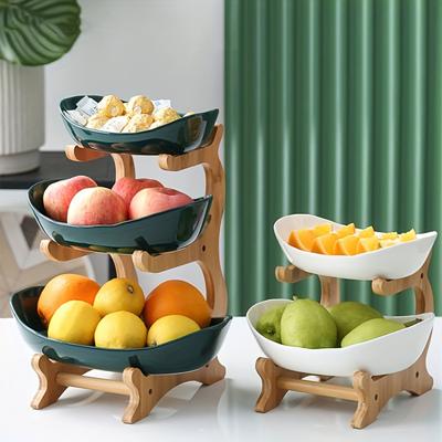 Platos de mesa, vajilla de cocina, frutero con pisos, bandejas divididas para pastel de dulces, vajilla de madera