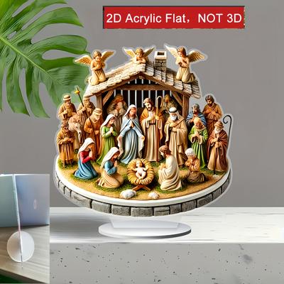 Set Natività Acrilico 2D Piatto - Decorazioni Multifunzionali per Natale e Capodanno, Regali Ideali per Parenti e Amici