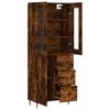 Highboard in Smoked Oak Finish 69.5 x 34 x 180 cm Particleboard