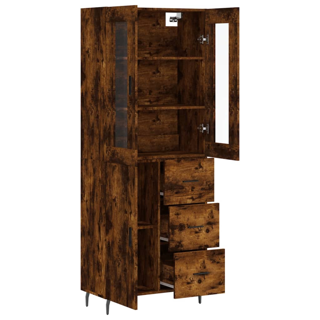 Highboard in Smoked Oak Finish 69.5 x 34 x 180 cm Particleboard