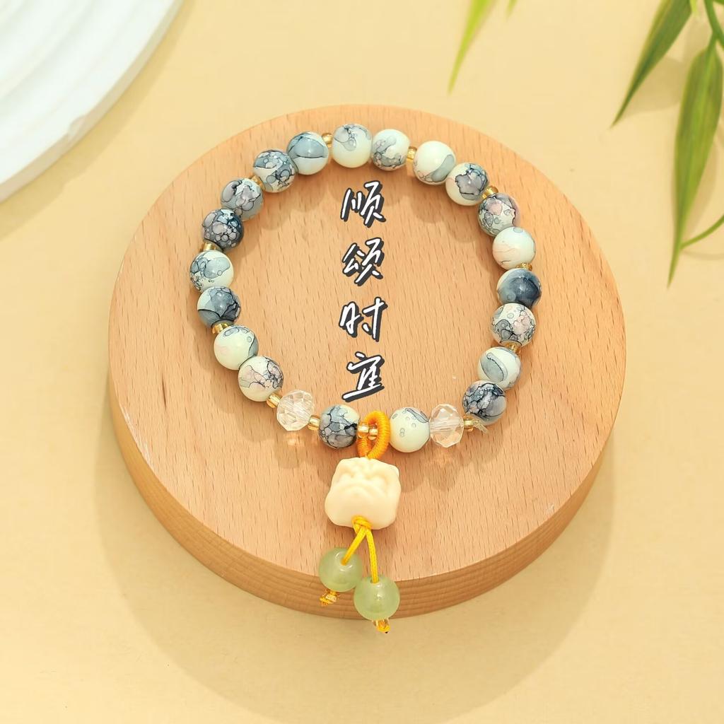 Dopamine glass beaded lion bracelet summer new girlfriend bracelet sweet small fresh candy color women's jewelry