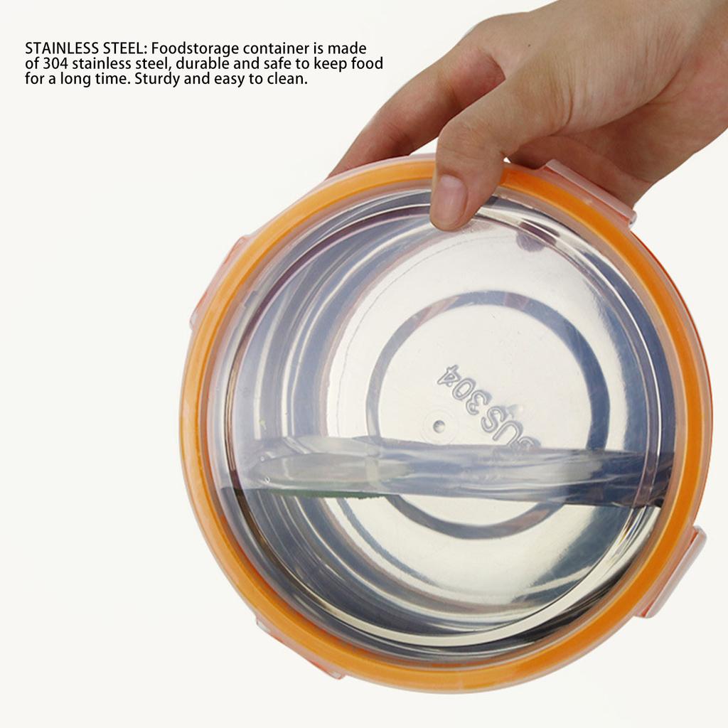 Round Stainless Steel Food Storage Container with Lid Sealed Lockable Multifunction Stainless Steel