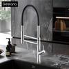 Modern Chrome Brass Pull Out Kitchen Faucet 2 Spray Modes Ceramic Valve Hot/Cold Water High Arc 360 Swivel Sink Mixer Tap