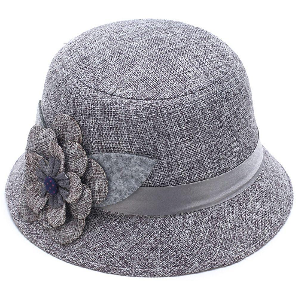 Linen Material Fedora Hat Floral Design Bowler Hat Vintage European Bucket Hat  Formal Events