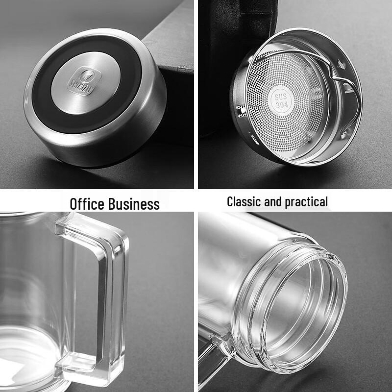 SM-8031 Portable Double-Layer Glass Tea Infuser Cup