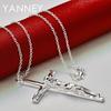 New 925 Sterling Silver 16-30 Inches Fine 60MM Cross Necklace For Women Men Fashion Charm Wedding Party Jewelry