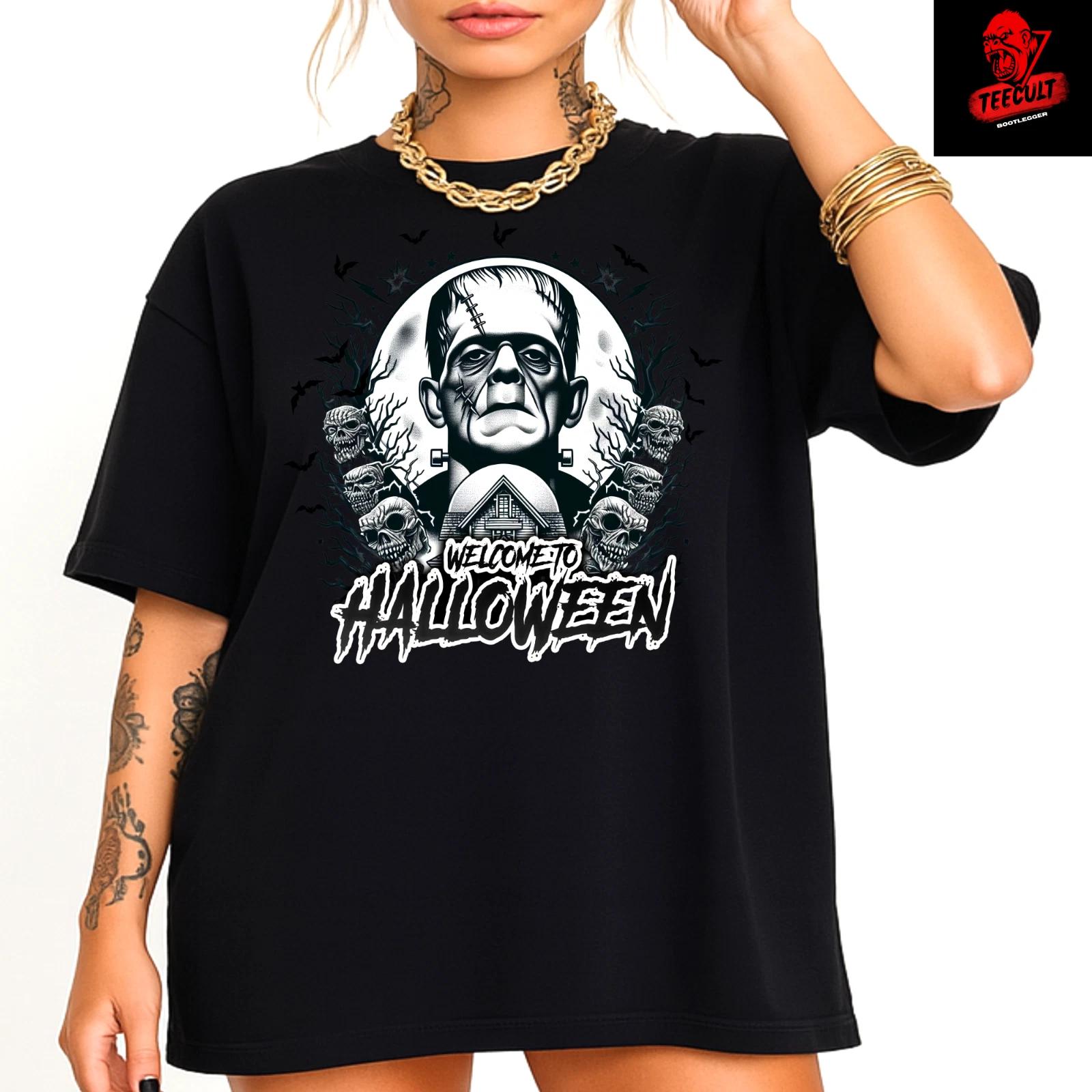 Men s and Women s T-shirts Frankenstein Welcome to Halloween Horror Villain Unisex XXXXL