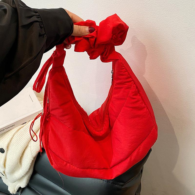 Solid Color Large Capacity Tote Bag Trendy Shoulder Bag Women Casual Canvas School Crossbody Bags For Student CLE