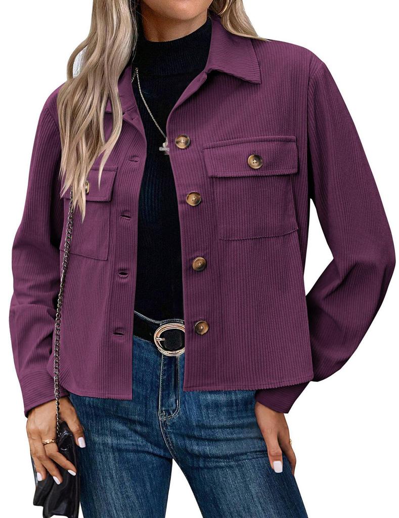 2024 Trendy Women's Casual Corduroy Crop Jacket: European & American Style Button-Up Cardigan