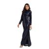 Elegant Navy Blue Sequin Long Sleeve High Neck Backless Evening Gown
