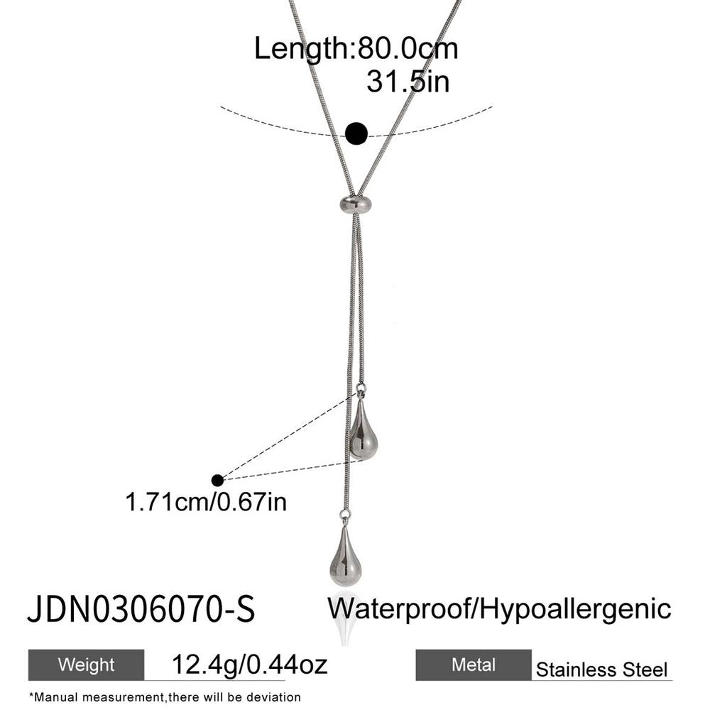 Youthway Minimalist Water Drop Pendant Necklace For Women Adjustable Snake Chain 18K Gold PVD Plated Stainless Steel Necklace