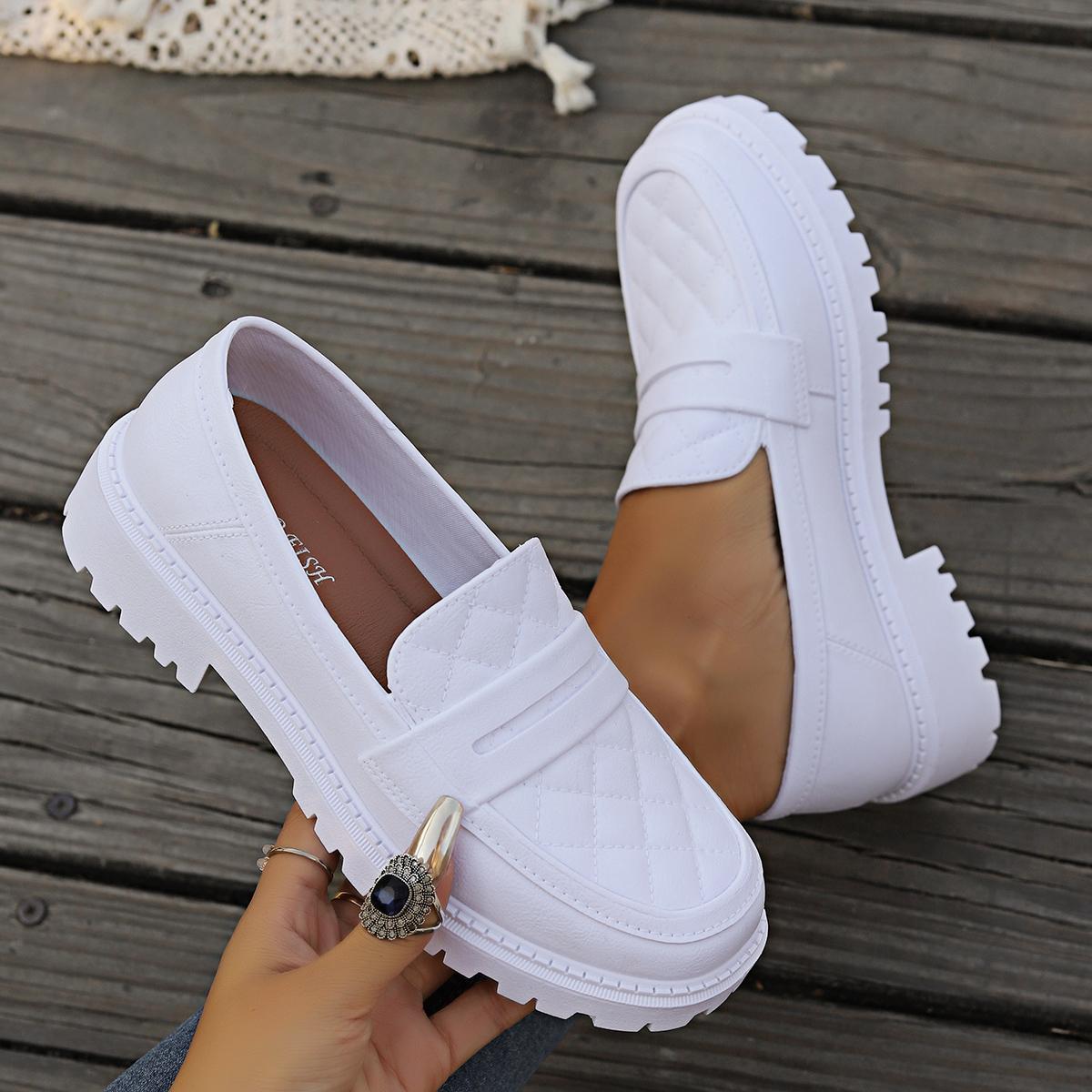 

Модные женские туфли на плоской подошве Удобные модные легкие туфли с круглым носком Весна-Осень Неглубокие дизайнерские туфли на плоской подошве Обувь для женщин 40 белый