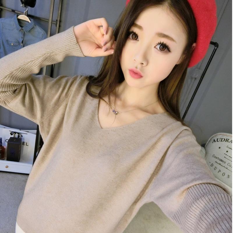 

Вовна, чистий кашемір, светри для жінок, сексуальний V-подібний виріз, пуловер, вільний, 100% вовна, рукав «летюча миша», трикотажні топи, джемпер, пуловер, еластичність 2XL бежевий