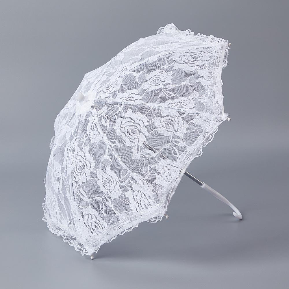 White Lace Rose Parasol for European Weddings, Photography, and Stage Performances