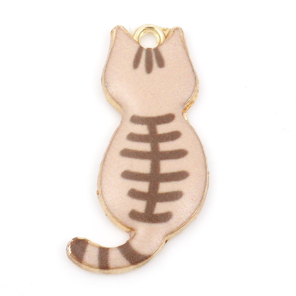 10PCs Zinc Based Alloy Cat Animal Pendants Gold Color Metal Enamel Charms DIY Necklace Bracelets Jewelry Making 3cm x 1.6cm