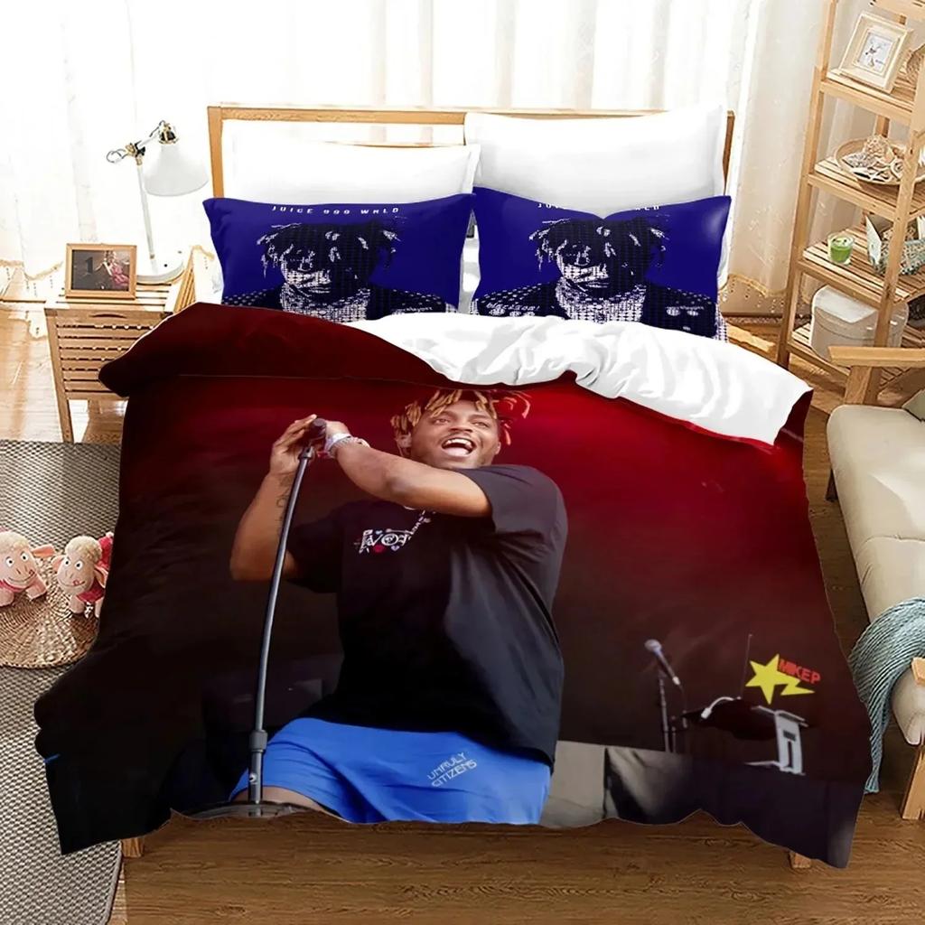 Nová posteľná súprava Juice Wrld Jednolôžková Twin Plná Queen King Size Hviezdy Juice Wrld Posteľná súprava Aldult Dieťa Spálňa Súpravy obliečky na paplón 3D 018