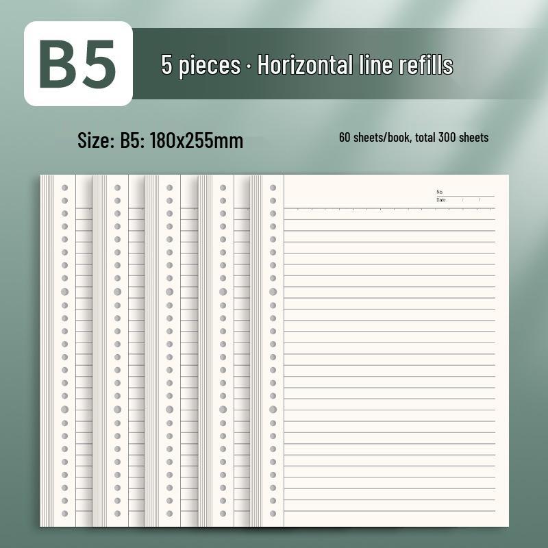 A4 Gitterlinien Notizbuch-Nachfüllpack - Herausnehmbares Papier für Studenten und Prüfungen