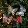 3PCS Simulated Glitter Butterfly Ornament Clips Designed for Christmas Tree Decoration and Holiday Arrangements