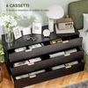 Moderna 6-Drawer Dresser with Golden Handles, 120x40x76.5cm, Black