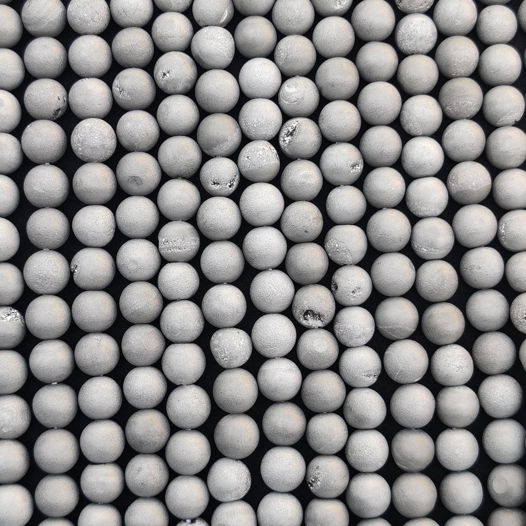 Matný povrch přírodní šedé korálky Druzy Achát, 6 mm 8 mm Korálky velikosti 10 mm, hladké kulaté korálky, 14-15,5 palcové korálky.
