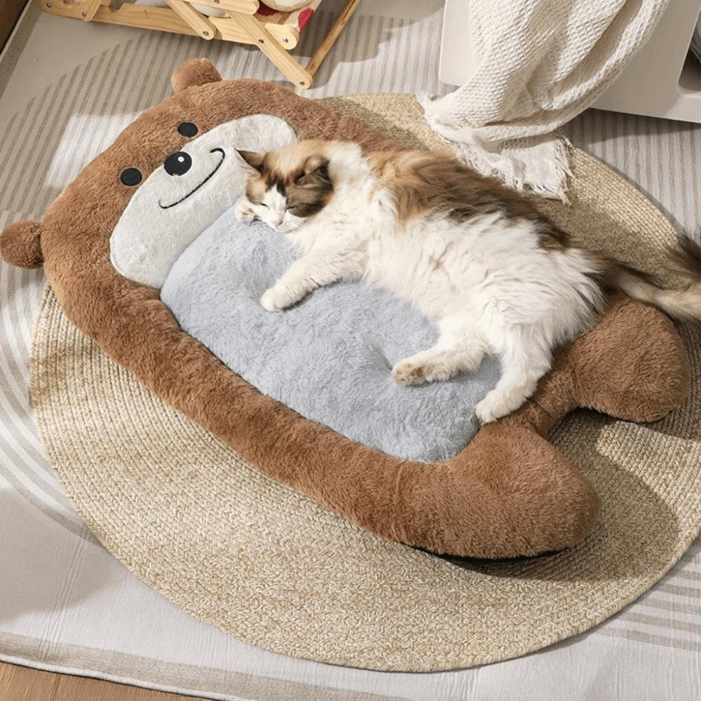 Cute Bear Shape Pet Mat Thickened Anti-slip Cat Sofa Bed Comfortable Soft Warm Dog Mat Autumn Winter