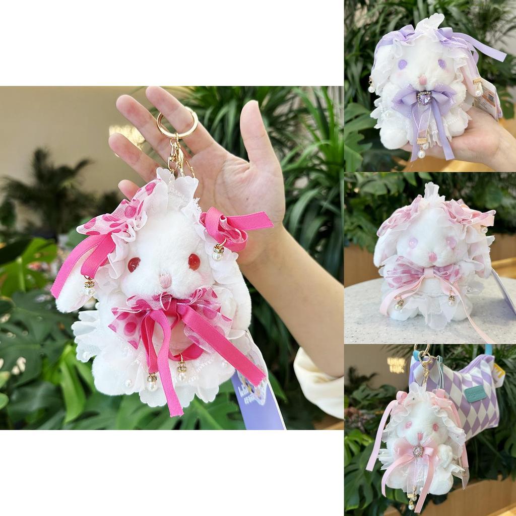 Cute Lolita Rabbit Pendant Plush Toy Soft Short Plush Doll Girl Gift Decor 14cm